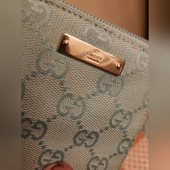 Gucci vintage mini GG canvas Bucket bag, baby blue with matching wallet - Picture 10 of 16